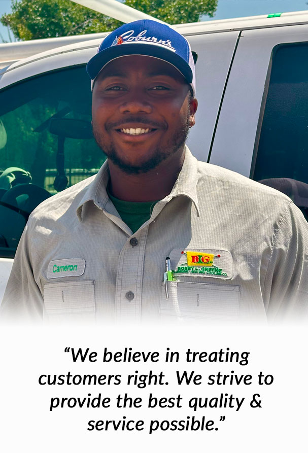 customer service quote with smiling technician